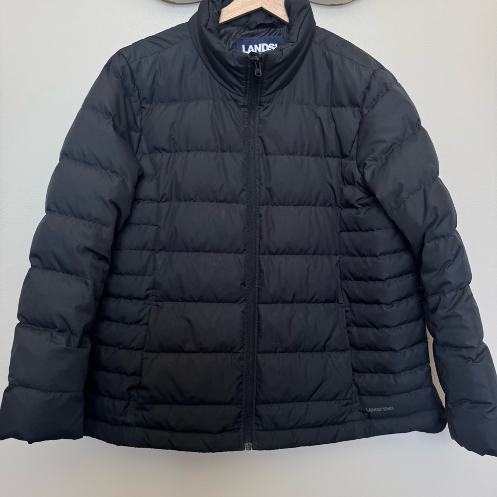 LANDS’ END Boys Size XL Black Puffer Goose Down Winter Coat